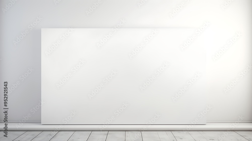 Blank white board on the wall in empty room Blank white board on the wall in empty room
