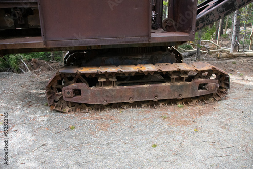 Old steam shovel in the woods colorado photo