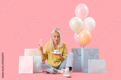 Mature woman with birthday ...
