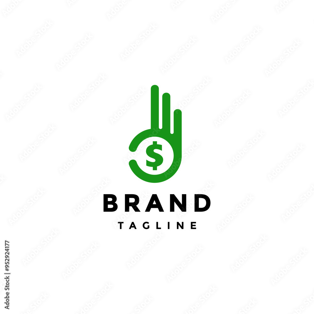 Simple Dollar OK Hand Message Logo Design. OK Hand Gesture with Dollar Currency Symbol Inside Logo Design. Simple Dollar OK Hand Message Logo Design. OK Hand Gesture with Dollar Currency Symbol Inside Logo Design.