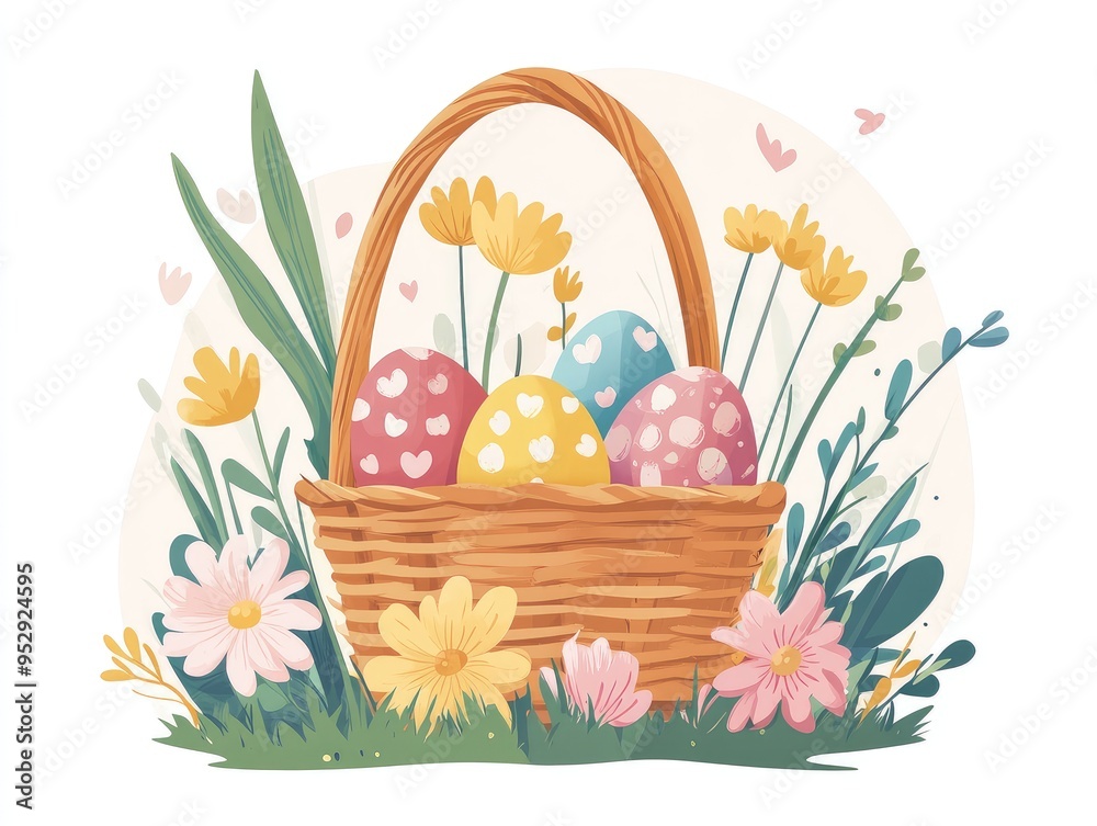 easter eggs in basket easter eggs in basket