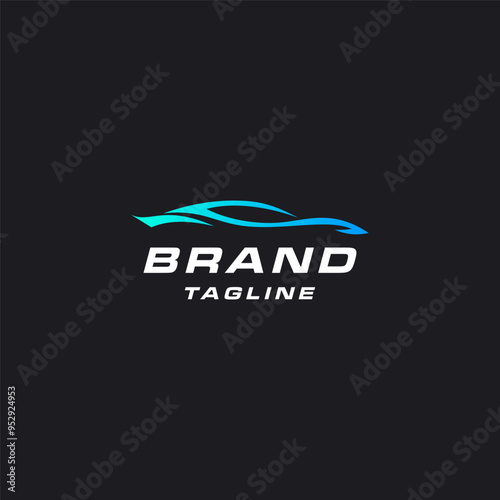 Speed Car Silhouette Logo Design. Fast Blue Car Silhouette Logo Design.