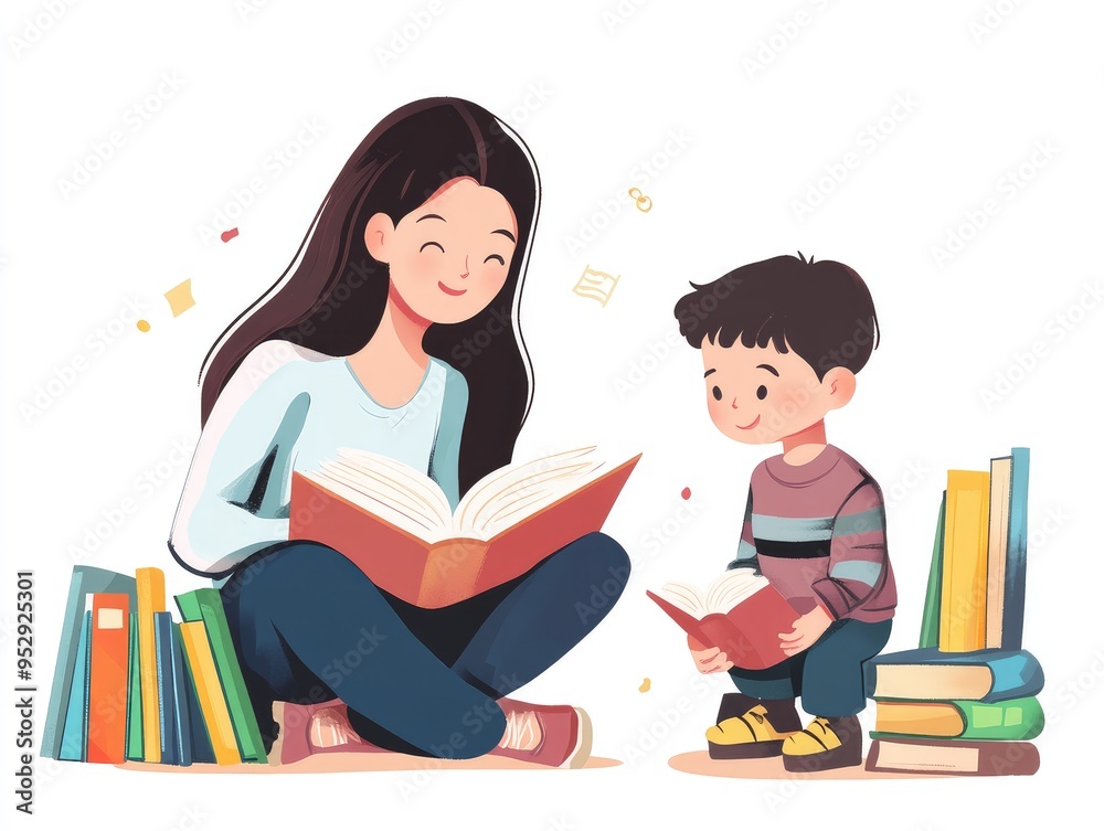 mother and reading book mother and reading book