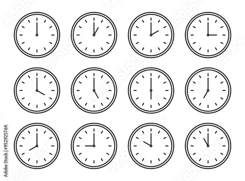 Vector Wall Clock With Different Times