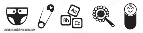 Baby related icon set. Icon set for baby infant concept vector illustration