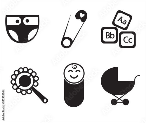 Baby related icon set. Icon set for baby infant concept vector illustration