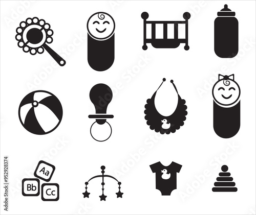 Baby related icon set. Icon set for baby infant concept vector illustration