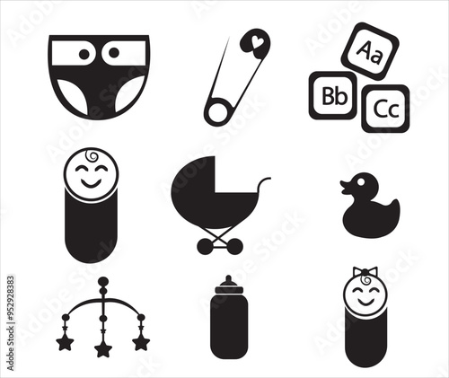 Baby related icon set. Icon set for baby infant concept vector illustration