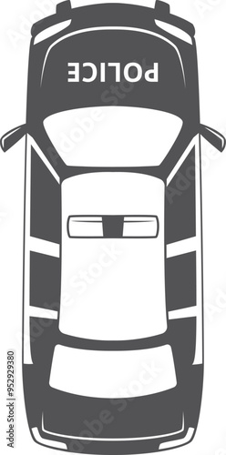 Police officer car top view black icon