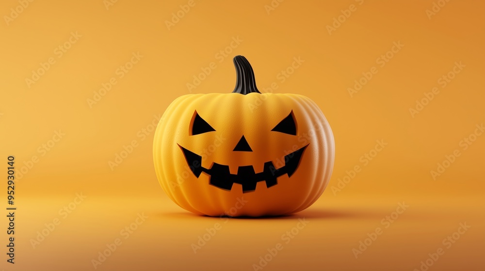 A Festive Halloween Pumpkin with a Playful Carved Face A Festive Halloween Pumpkin with a Playful Carved Face