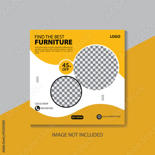 Furniture business social media post template Premium Vector