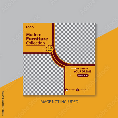 Furniture business social media post template Premium Vector