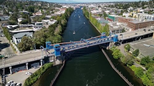 Time-Lapse of Fremont Bridge Opening and Closing for Boat Passage and Vehicle Traffic in Seattle, Washington