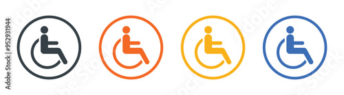 Vector Disabled Icon In Multiple Color