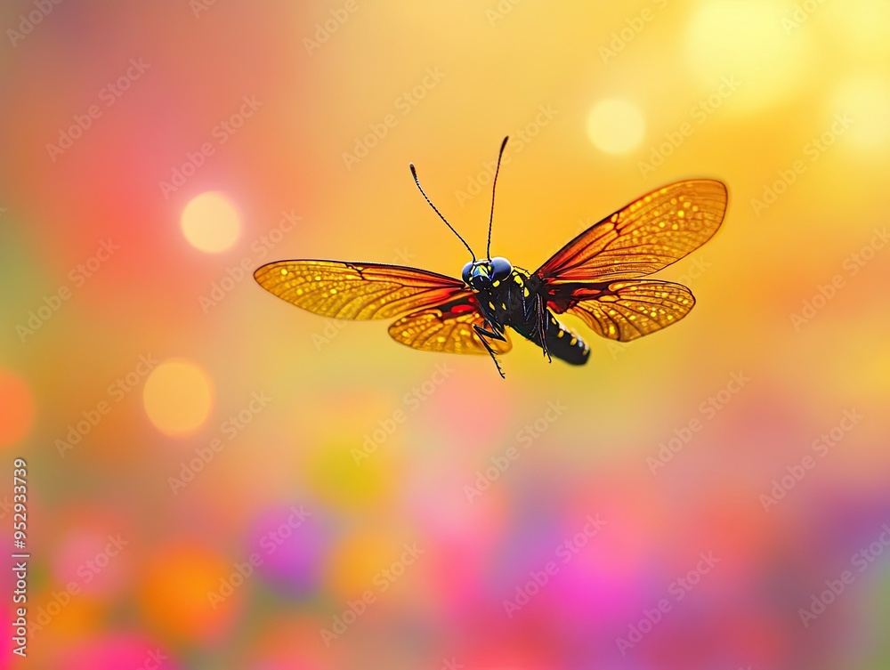Firefly isolated on colorful background Firefly isolated on colorful background