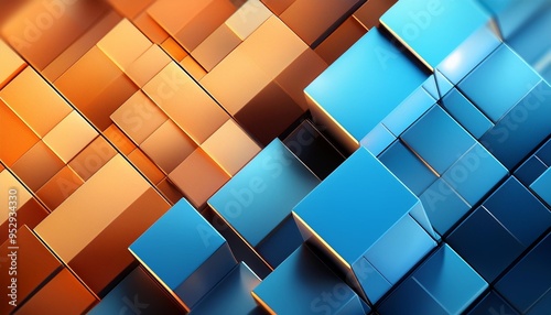 abstract blue and orange background with squares generative ai