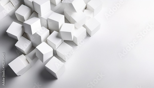 random shifted white cube boxes block background wallpaper banner with copy space