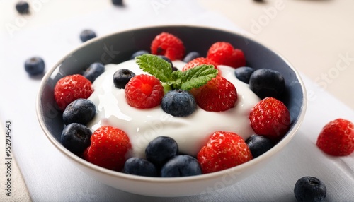 healthy breakfast with fresh berries and greek yogurt for a nutritious start