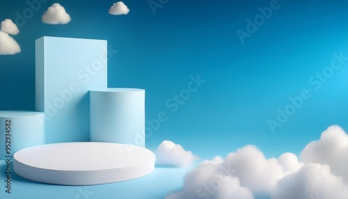 adorable infant merchandise showcase stand against blue sky for sale and presentation template