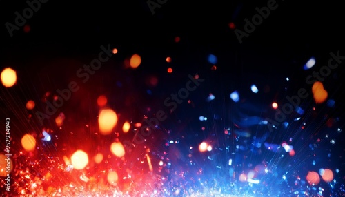fire sparkles on a black background abstract police banner in red and blue generative ai