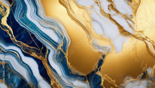gold and blue marble stone textured background wallpaper generative ai