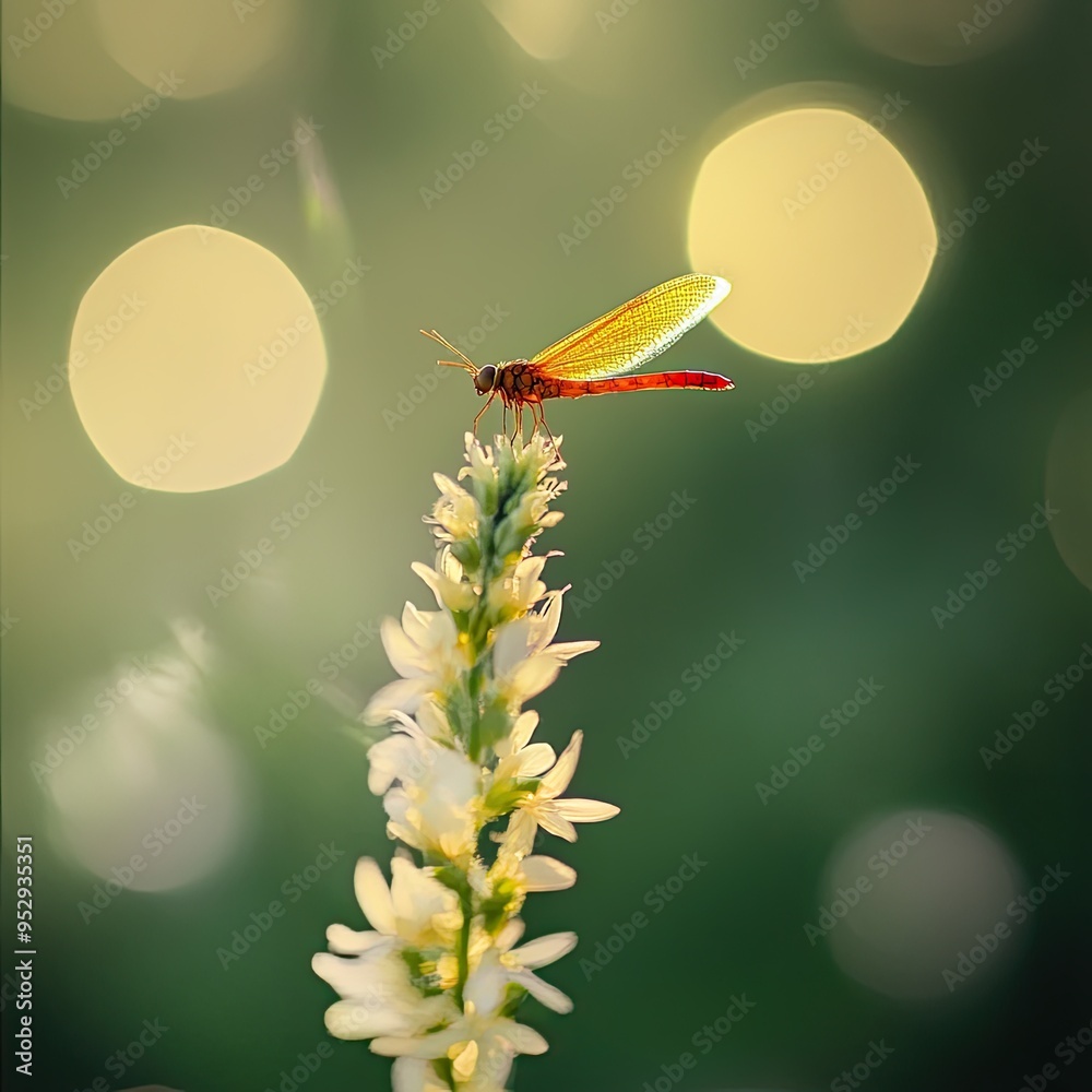 Naklejka premium Firefly isolated on spring background