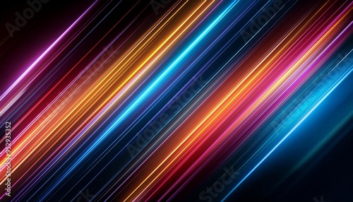 vibrant multicolor diagonal light streaks on dark background energy and motion