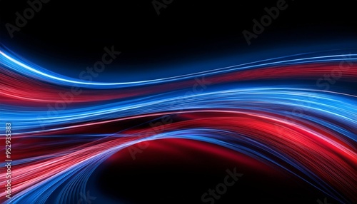 light lines of blue and red colors on a black background
