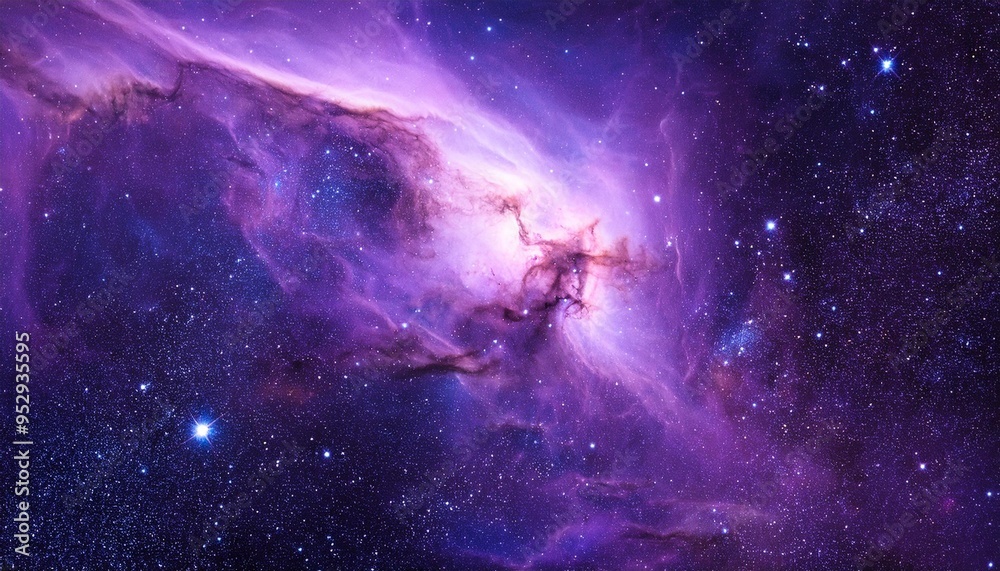 Naklejka premium deep space purple nebula with bright stars