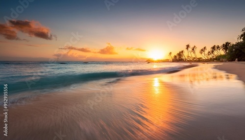 sunrise at bayahibe beach with smooth water la romana dominican republic
