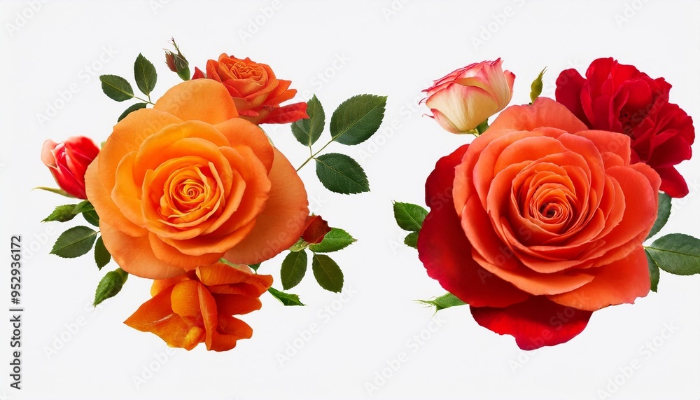 isolated bohemian orange and red roses flower screen print isolated bohemian orange and red roses flower screen print
