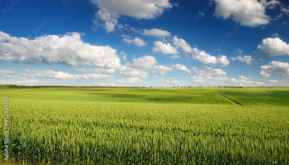 Fototapeta premium american farmland with blue cloudy sky