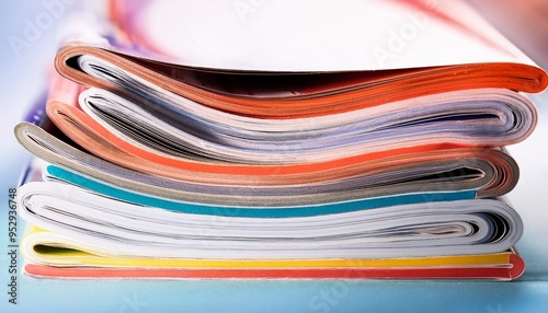 stack of colorful magazines extreamly dof photo