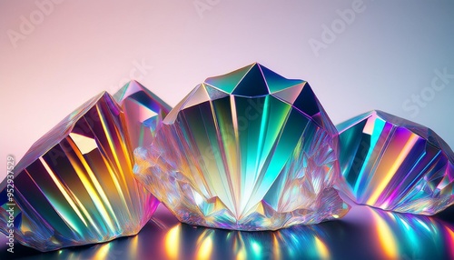 abstract iridescent crystal formation