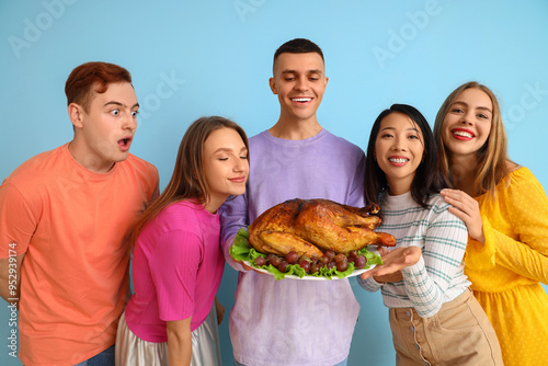 Group of young friends with...