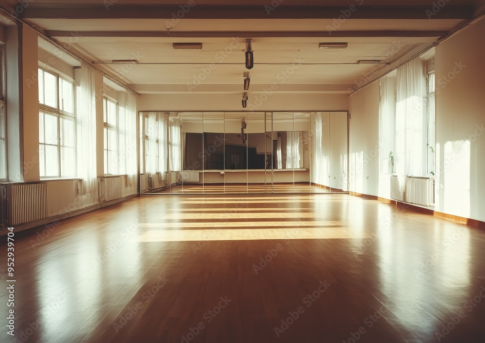 Obraz premium Spacious Dance Studio with Large Mirrors and Natural Light