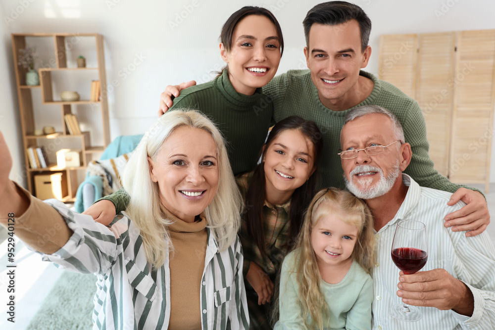 Happy family taking selfie at home on Thanksgiving Day Happy family taking selfie at home on Thanksgiving Day