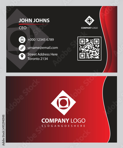 Double Side Business Card, Red and Black