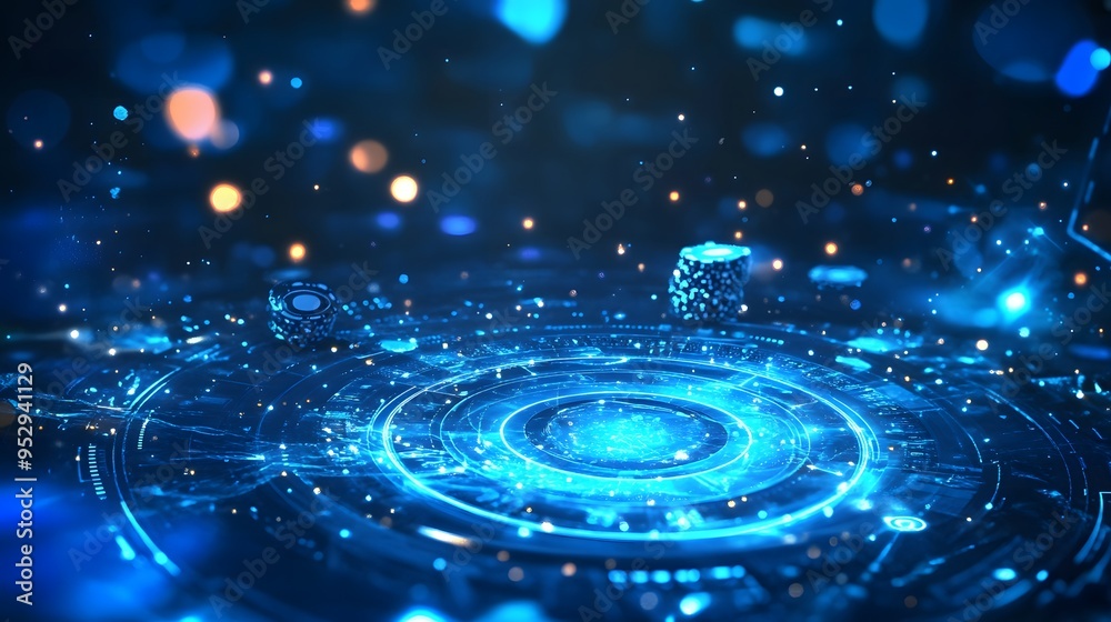 custom made wallpaper toronto digitalAbstract blue glow with casino elements on a vibrant blue background