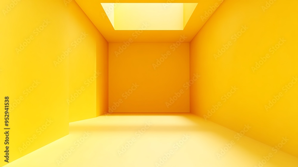 Simple Yellow Room with Overhead Light Simple Yellow Room with Overhead Light
