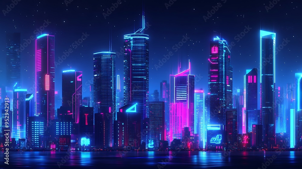 Neon Skyline of a Futuristic City Neon Skyline of a Futuristic City
