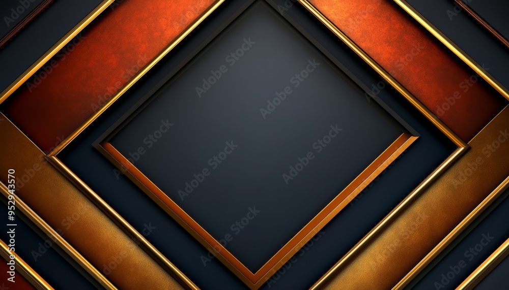Abstract Design with Gold and Red Frames on a Dark Background Abstract Design with Gold and Red Frames on a Dark Background