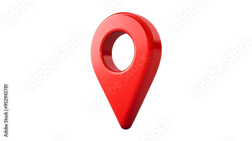 Isolated red pin icon on a transparent background, a symbol for location and navigation, perfect for map, travel, and GPS pointer sign, mark indicating a specific place or destination