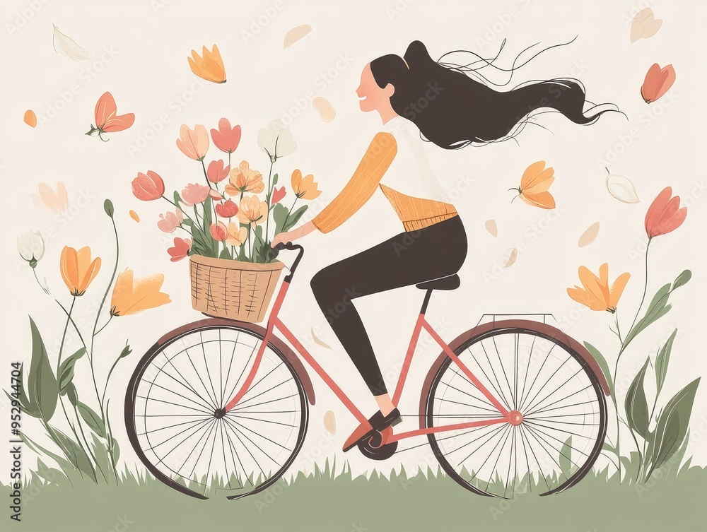 Fototapeta premium girl with bicycle