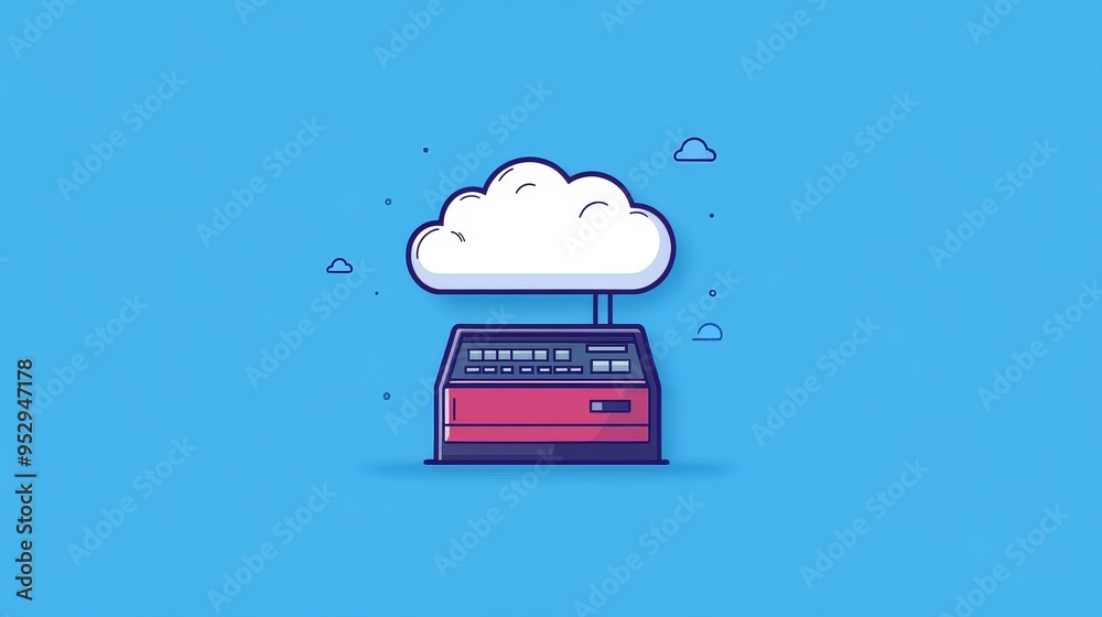 Minimalist Cloud and Cash Register Design for Seamless Cloud Service Transactions