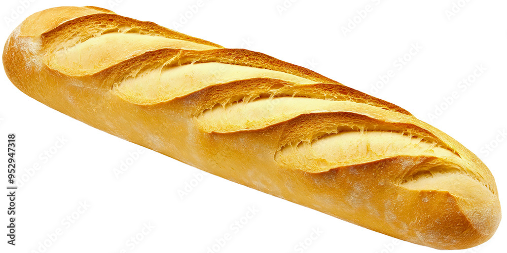 Freshly baked loaf of baguette, traditional French bread with a crusty exterior, isolated pastry perfect for breakfast, dinner, or as a delicious snack from bakery Freshly baked loaf of baguette, traditional French bread with a crusty exterior, isolated pastry perfect for breakfast, dinner, or as a delicious snack from bakery