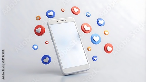 Engagement Boost a smartphone with social media icons and rising notification bubbles, symbolizing increased engagement and interactions.