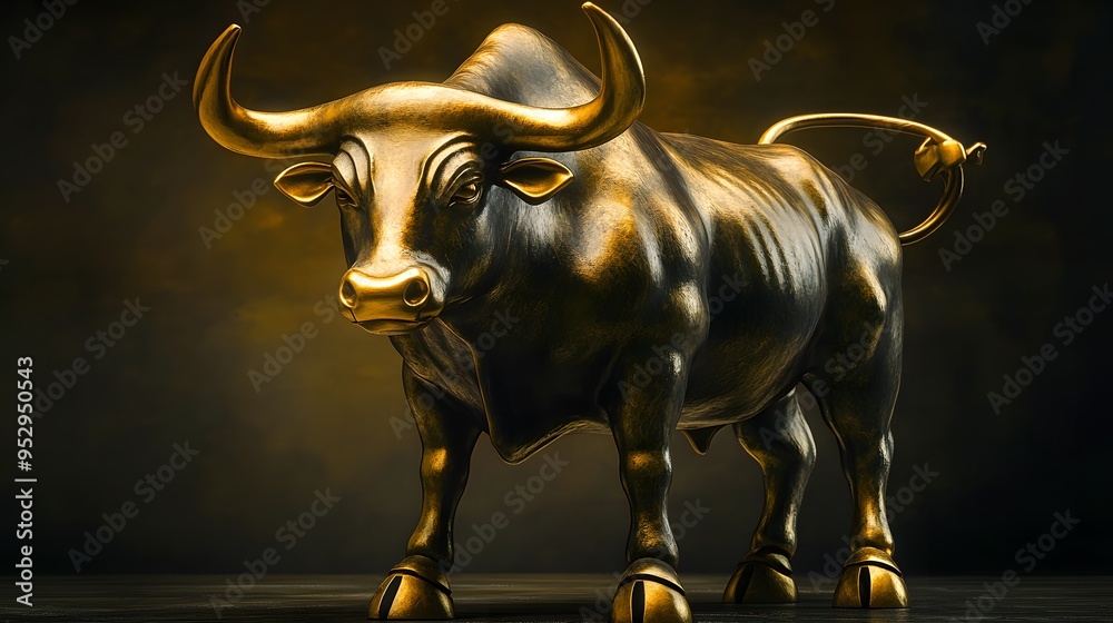 Golden bull symbolizing strength and growth in financial trading and investment Golden bull symbolizing strength and growth in financial trading and investment