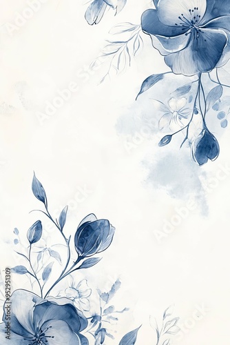Elegant Blue Floral Invitation Design with White Background