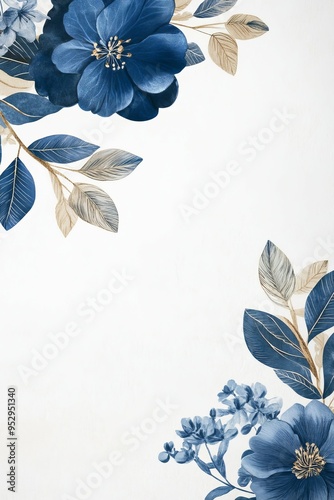 Elegant Blue Floral Invitation Design with White Background